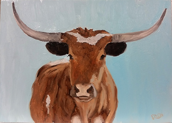 30 Paintings in 30 Days 7 Under the Texas Sky Longhorn original