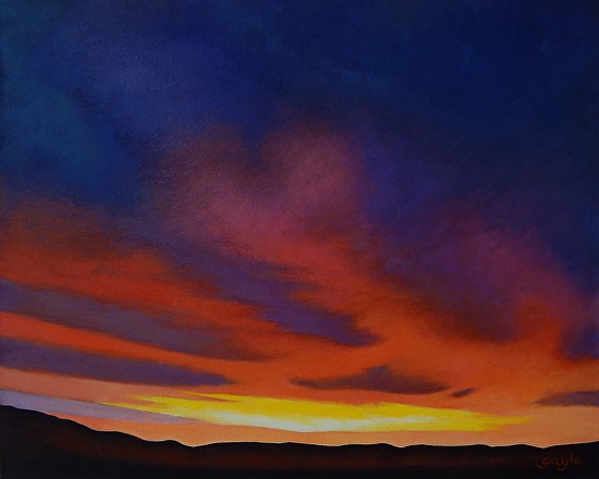 Morning Sky - Acrylic Painting of Albuquerque Sunrise with Gold Frame ...