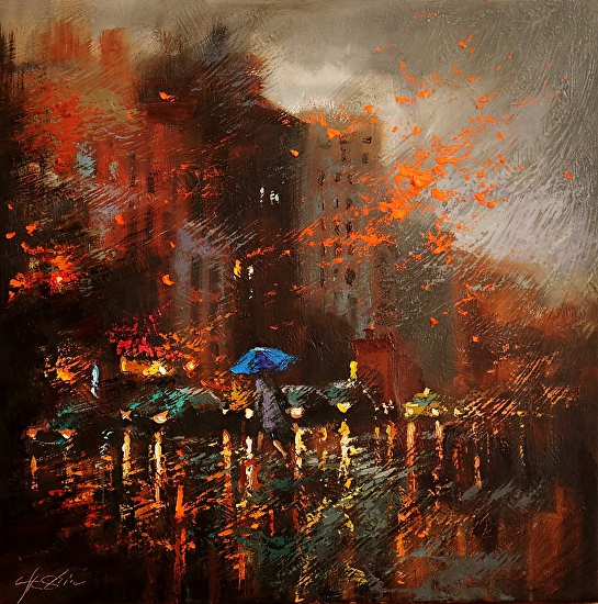 A Rainy Day in New York Painting by Chin h Shin